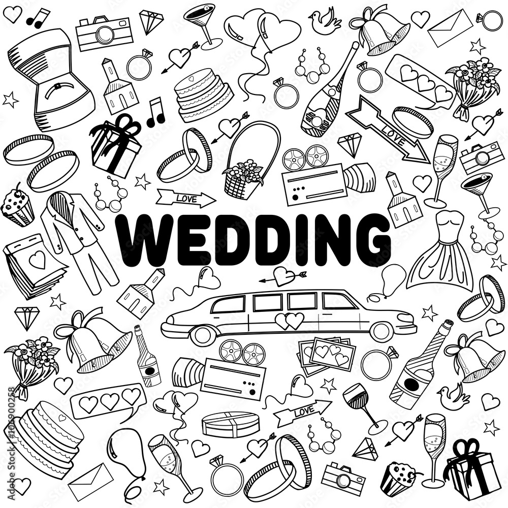 Wedding line art design vector illustration