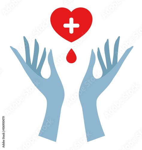 Blood Donation. Symbol with two hands
