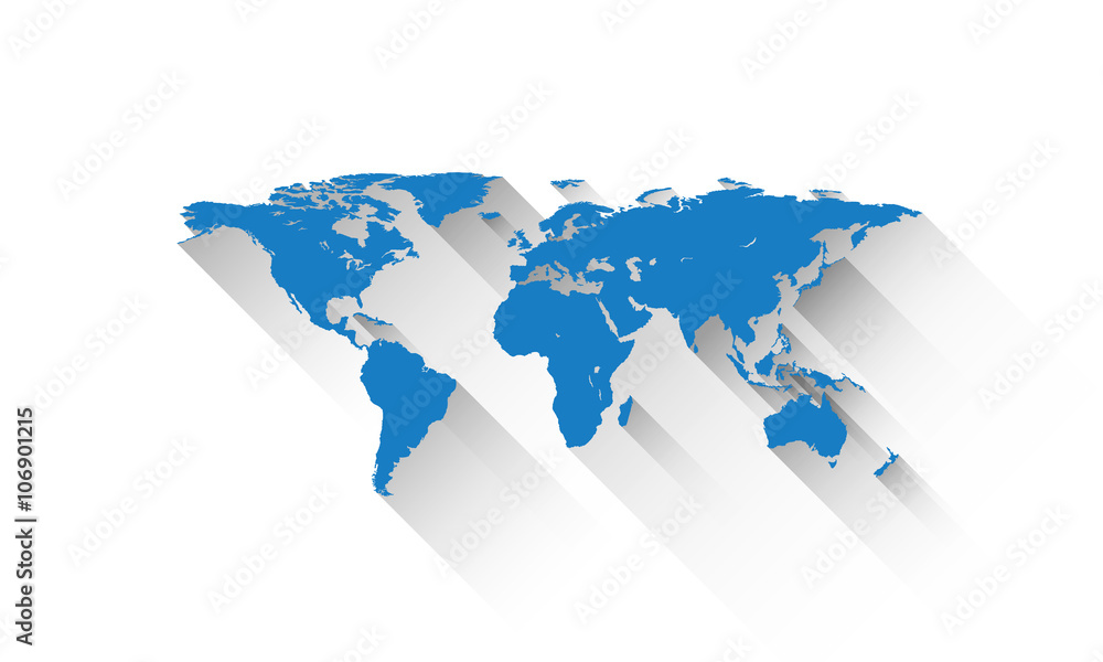 Vector blue world map illustration. Stock Vector | Adobe Stock