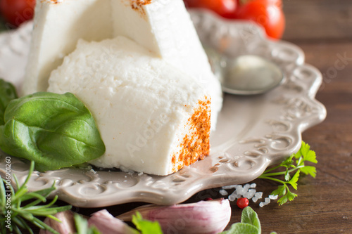 Italian ricotta cheese, vegetables and herbs