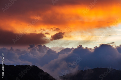 Dramatic cloudscape sunset in Troodos mountains Cyprus