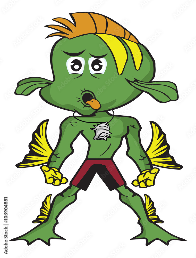 cartoon fish boy