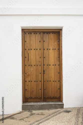 Wood door on white background