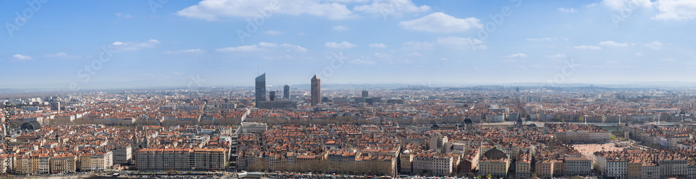 Panoramic view of the city of Lyon, France.