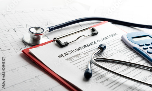 Health insurance form with stethoscope concept for life planning