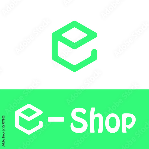 E letter logo, e shop icon