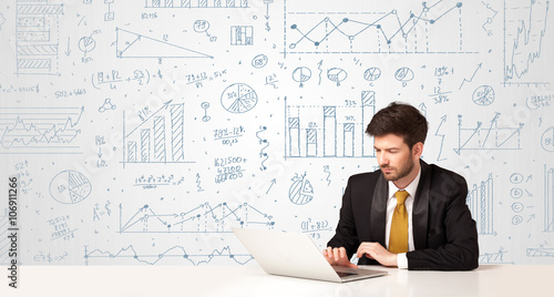 Businessman with diagram background