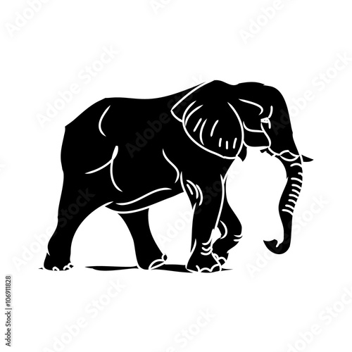 Big elephant  black silhouette 0