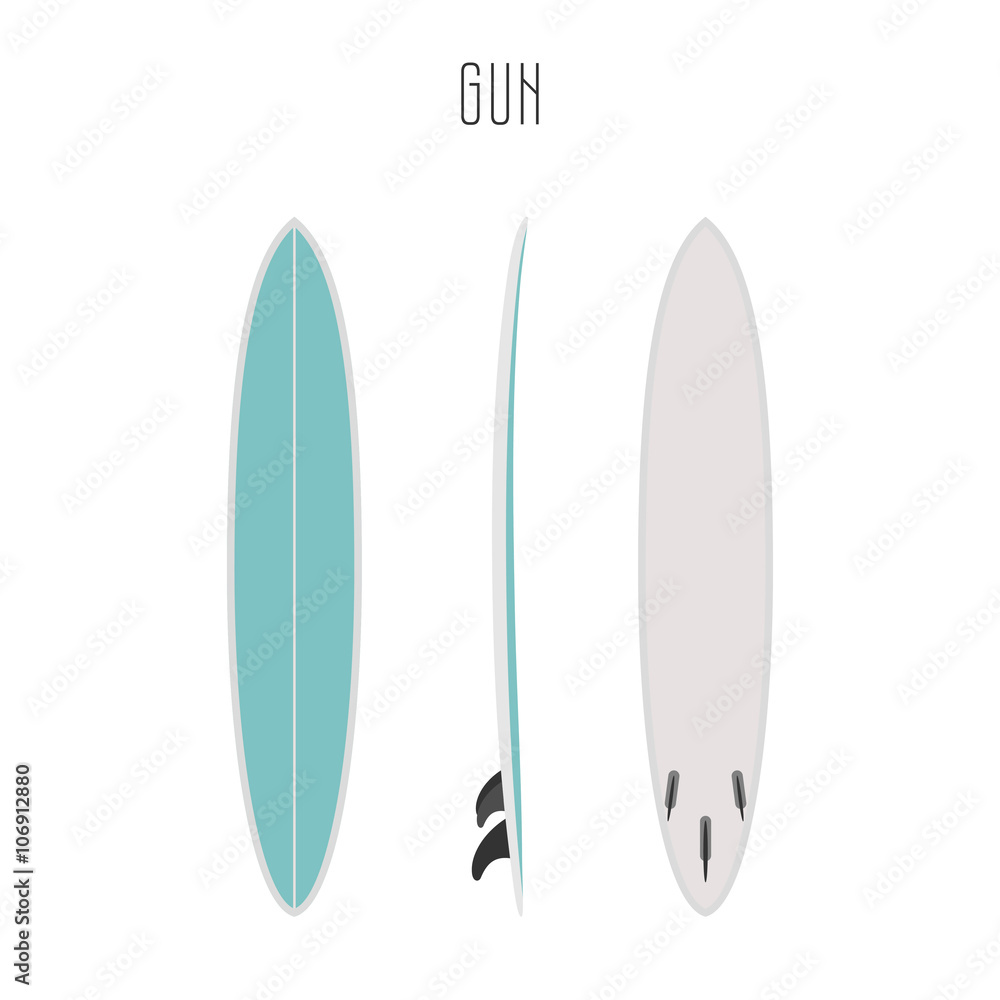 Vector surf gun board with three sides Vector surf gun board with three sides