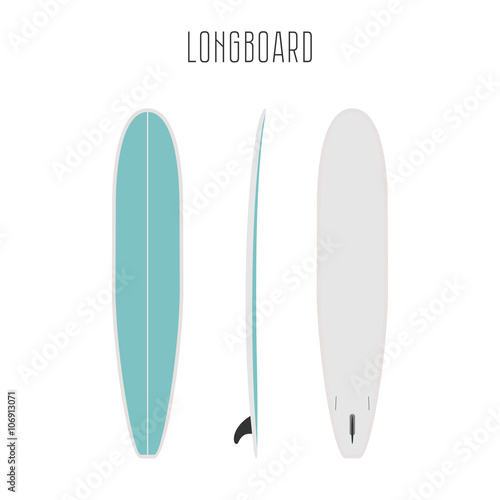 Vector surf long board with three sides