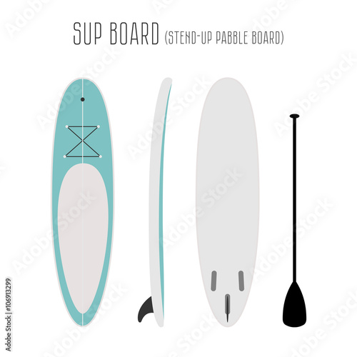 Vector surf sup board with three sides