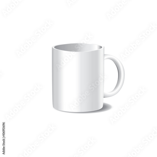 Photo-realistic vector illustration of white cup for mock-ups and branding.
