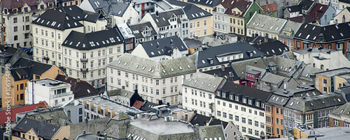 Bergen city aerial view