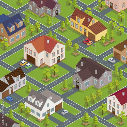 Isometric Cityscape. Isometric Buildings. Isometric Houses. Isometric Architecture