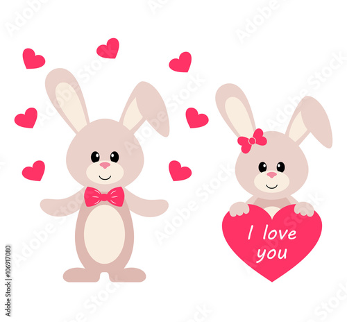 lovely bunny with heart set © julia_january