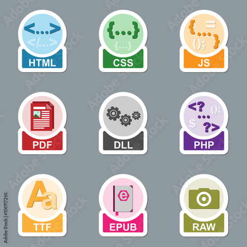 Set of file type icons