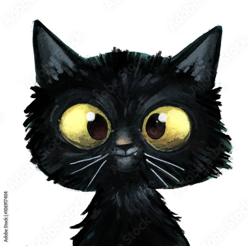 gato negro ilustracion