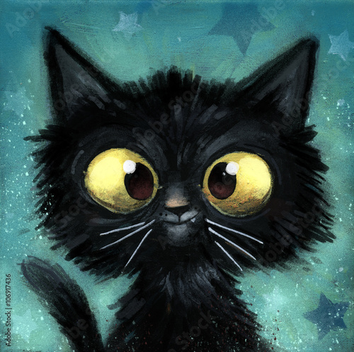 Fototapeta gato negro ilustracion