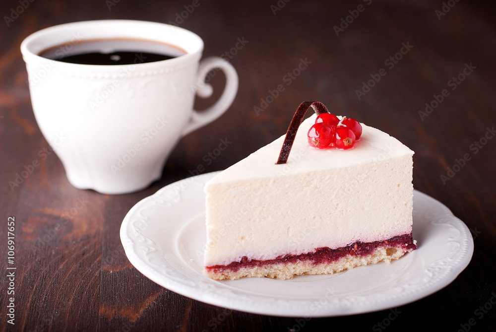piece of cheesecake with coffee piece of cheesecake with coffee