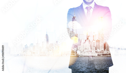Cuadro en lienzo Businessman and New York