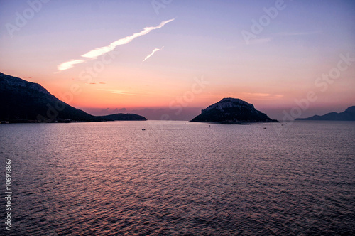 Sunset on the sea on the island of Sardinia