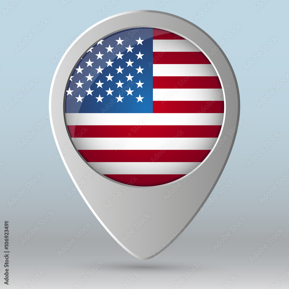 Map pointer with American flag. United States of America flag pin map icon eps 10 Map pointer with American flag. United States of America flag pin map icon eps 10