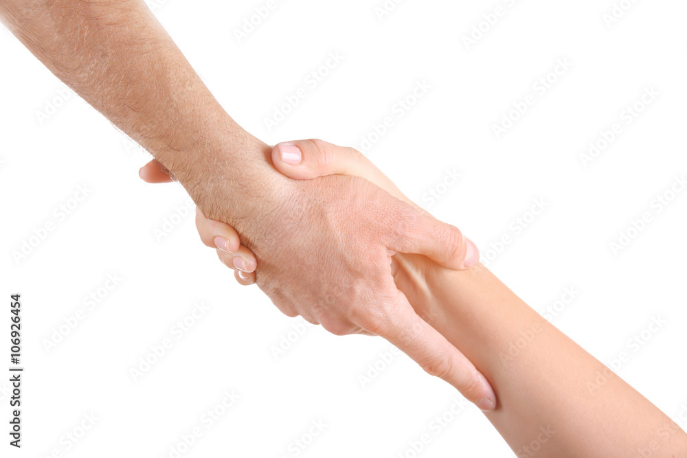 Handshake of friendship isolated on white