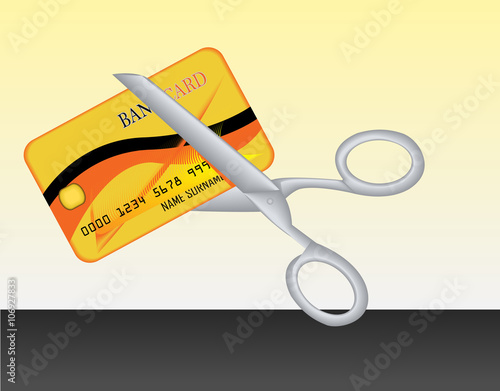 scissors cutting card vector