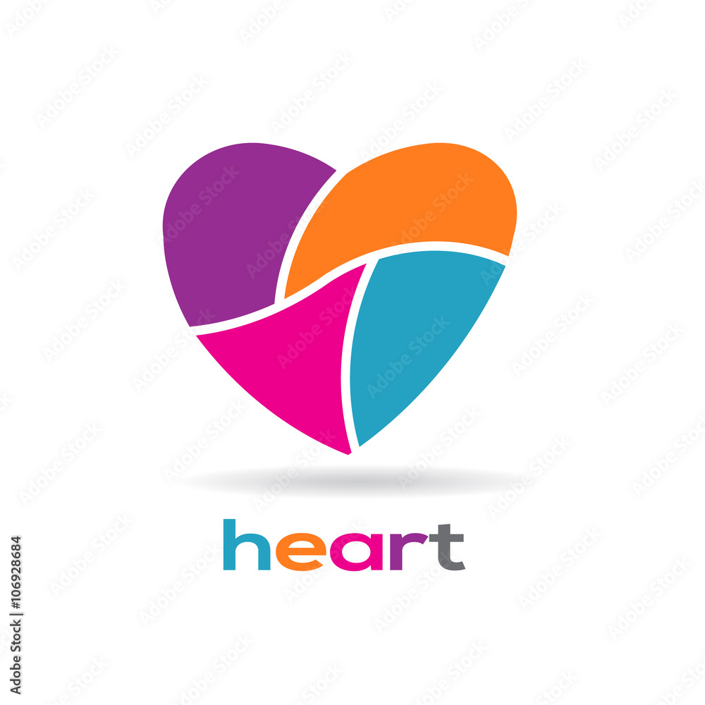 Heart in parts Logo design. Vector illustration