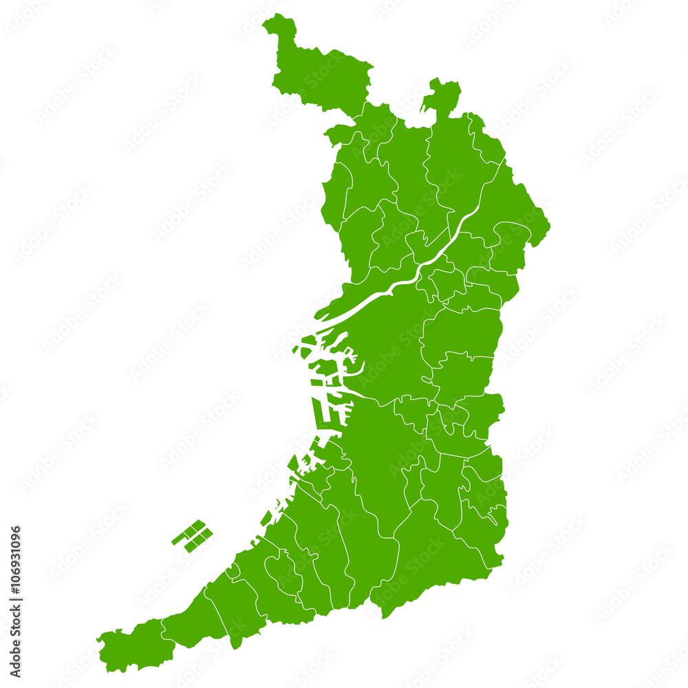 Fototapeta premium Zielona ikona mapy Osaki