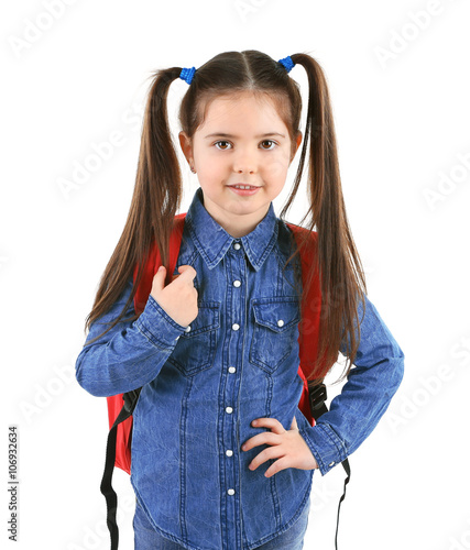 Little girl with red back p...