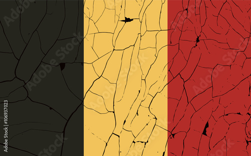 Belgium old flag with fracture