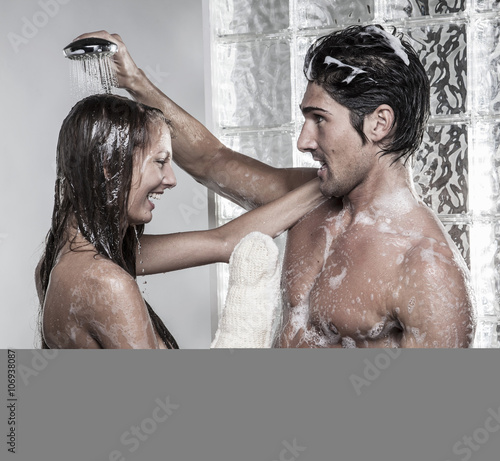 Couple taking shower together