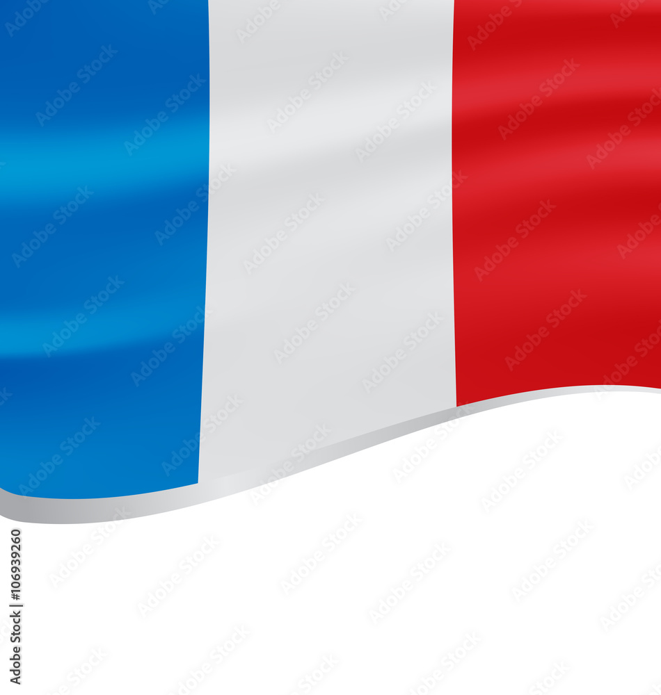 Obraz premium Waving flag of France isolated on white
