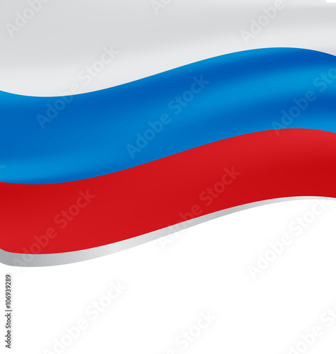 Waving flag of Russia isolated on white background
