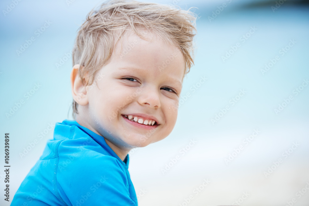 Smiling little boy on the beach Smiling little boy on the beach