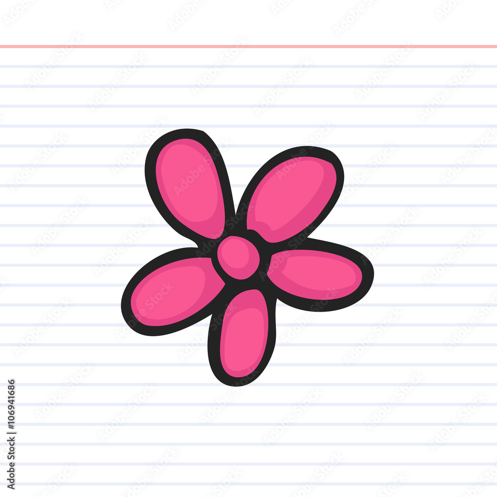 Flower doodle icon with paper background