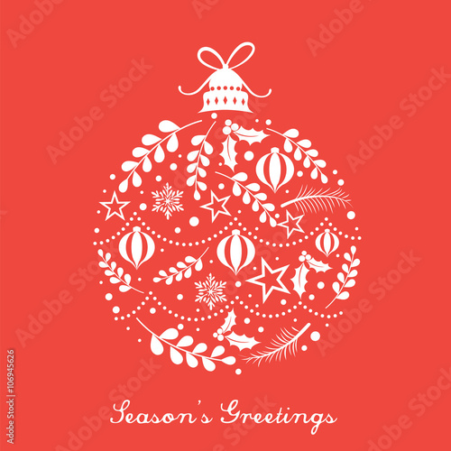 Christmas card with decoration bauble design