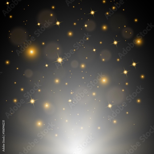 White shining with golden sparkles flying background