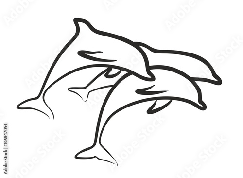 Logo of dolphins in a jump.