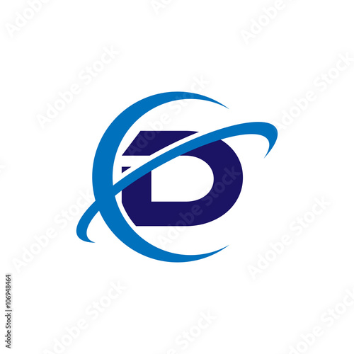 Simple Single Initial Globe Tech Logo Blue d