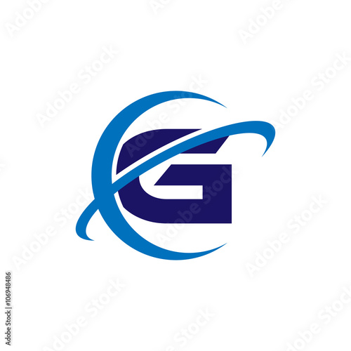 Simple Single Initial Globe Tech Logo Blue g