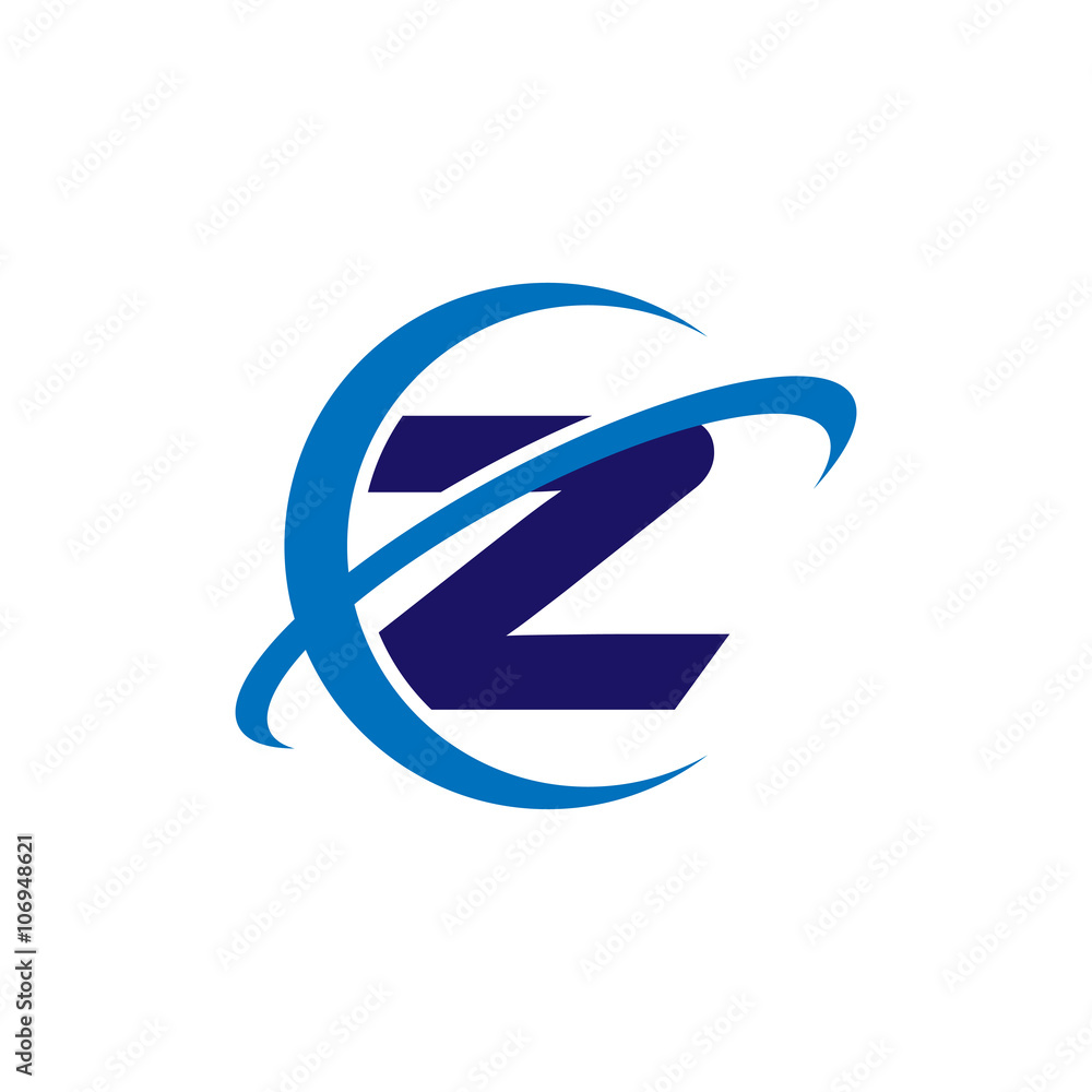 Simple Single Initial Globe Tech Logo Blue z Simple Single Initial Globe Tech Logo Blue z