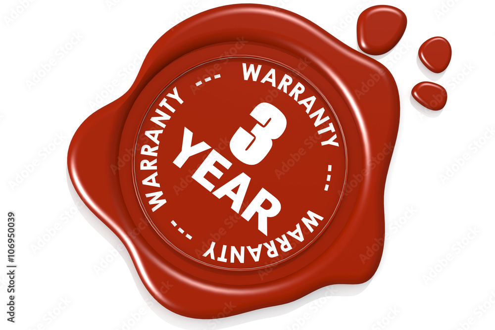Three year warranty seal isolated on white background Three year warranty seal isolated on white background