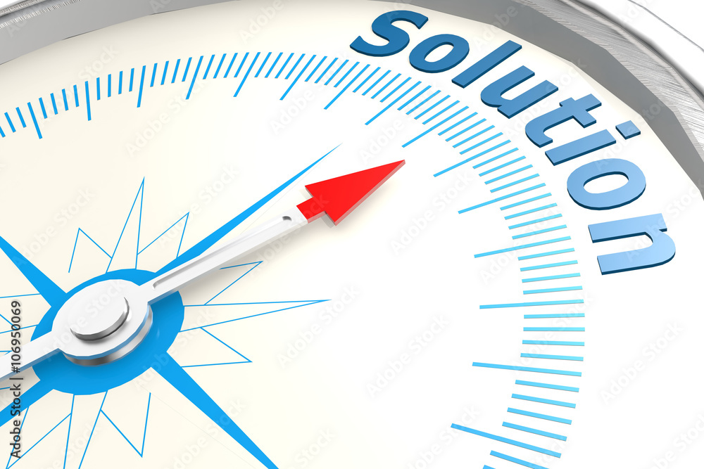 Solution word on isolated compass Solution word on isolated compass