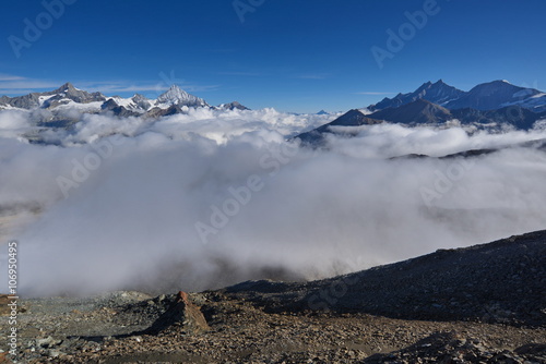 Zinalrothorn to Taschhorn from Gornergrat photo