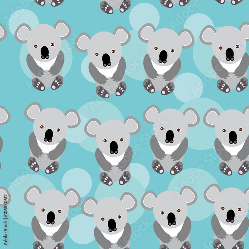 Fototapeta Naklejka Na Ścianę i Meble -  koala Seamless pattern with funny cute animal on a blue background