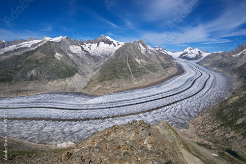 Panoramic view of Aletsch glacier from Eggishorn
 photo