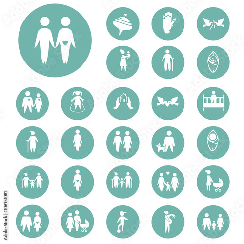 Set of twenty seven family icon