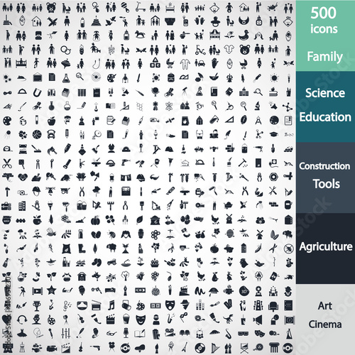 Set of five hundred universal icons photo
